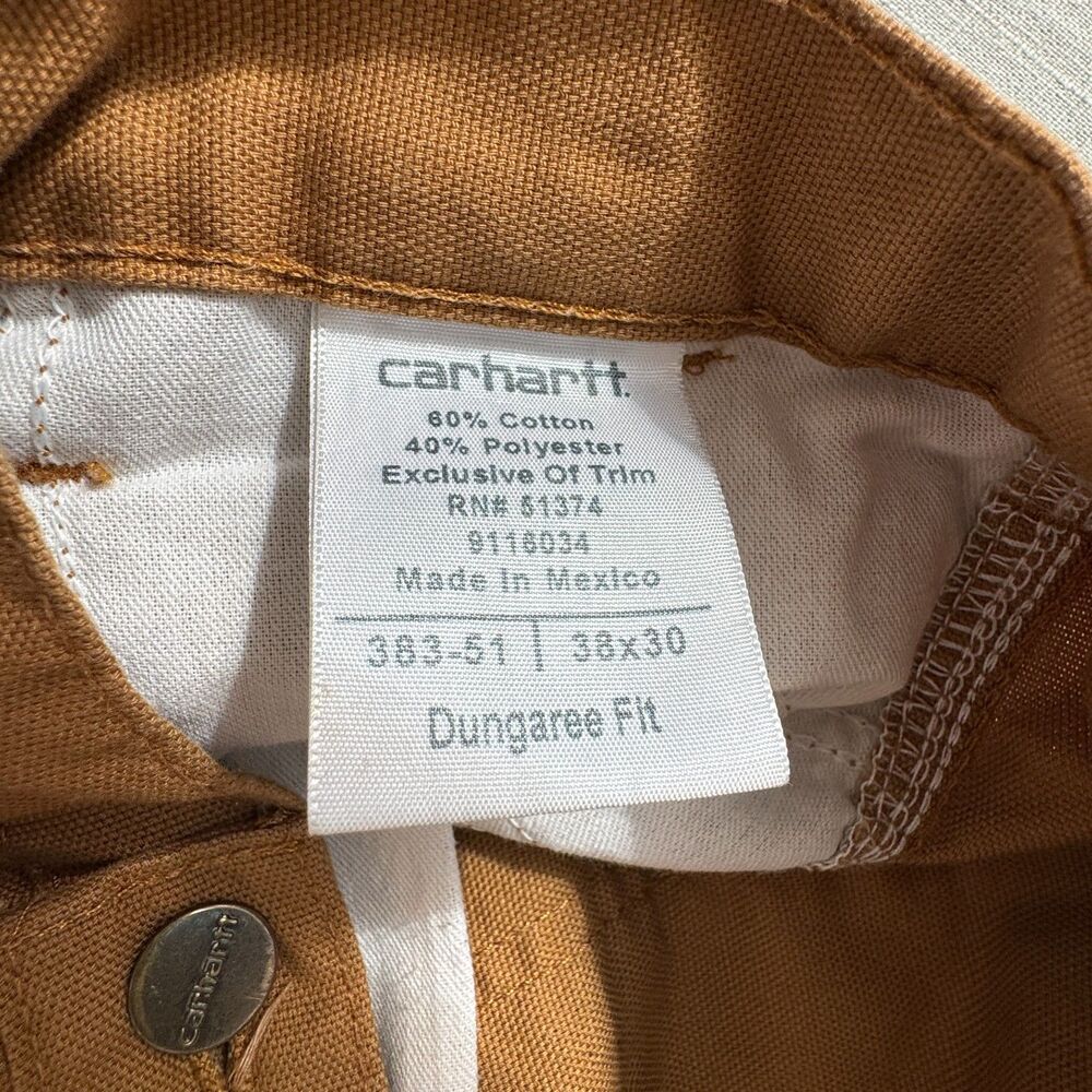 Carhartt Men's 38x30 Brown Dungaree Fit Work Pants 383-51 Cotton Blend MID-RISE - Picture 2 of 13